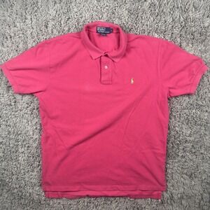 Polo Ralph Lauren Men's Polo Size Large Hot Pink Fuchsia Green Pony